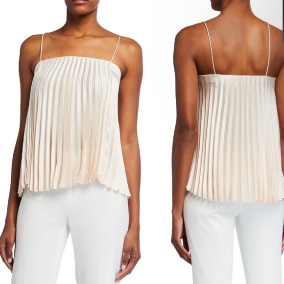 Vince Beige Square-Neck Pleated Camisole - Picture 3 of 13